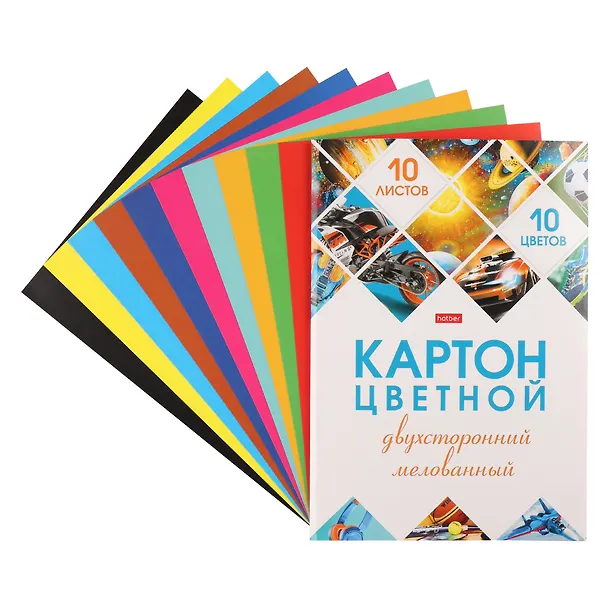 Картон цветной 10цв 10л А4 "Мозаика" мелованный, двусторонний, карт.папка 3169273 — 2