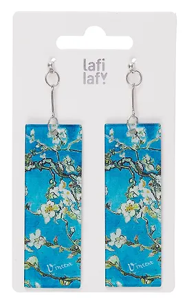 Серьги прямоугольные Винсент Ван Гог Ветка миндаля (7х2,5) (Lafilaf) 3038190