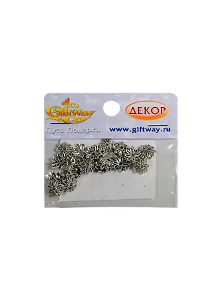 Фурнитура металл колпачок Ромашка серебро (00009355) (33шт) (9х3мм) (10г) (упаковка) 2396442