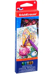 Карандаши цветные 08 цв., METALLIC, к/к, ERICH KRAUSE