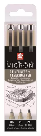 Ручки капиллярные черные 03шт "Pigma Micron Urban" 0.05мм, 0.1мм, PN — 258661 — 1