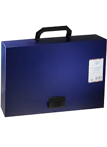 Портфель А4 пластик 0,6мм, синий, на замке, с ручкой, Спейс