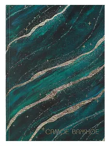 Книга для записей А4 200л кл. "Зеленые переливы" 7БЦ, мат.лам, тиснение фольгой, офсет, ляссе