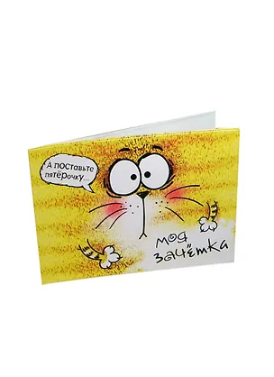 Обложка для зачетной книжки пластик Котэ А поставьте пятерочку 15,5*12 см (586155) 2346979