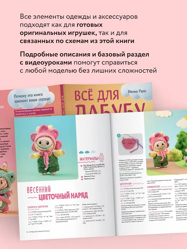 Книга ВСЁ для Лабубу. Вяжем крючком одежду и аксессуары. Одеваем оригинальную и вязаную игрушку (Ивонн Рапп) — 8