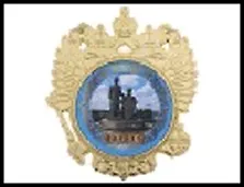 ГС магнит герб РФ пластик Ижевск памятник Оружейникам золото 8*9 см   584768 2322856