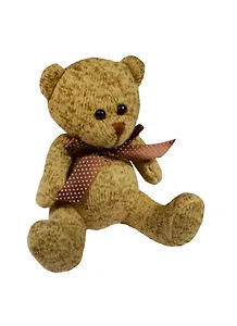 Мишка вязаный с бантиком,  темно-коричневый (15-01649-2)