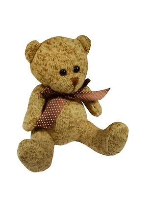 Мишка вязаный с бантиком,  темно-коричневый (15-01649-2) 2493781