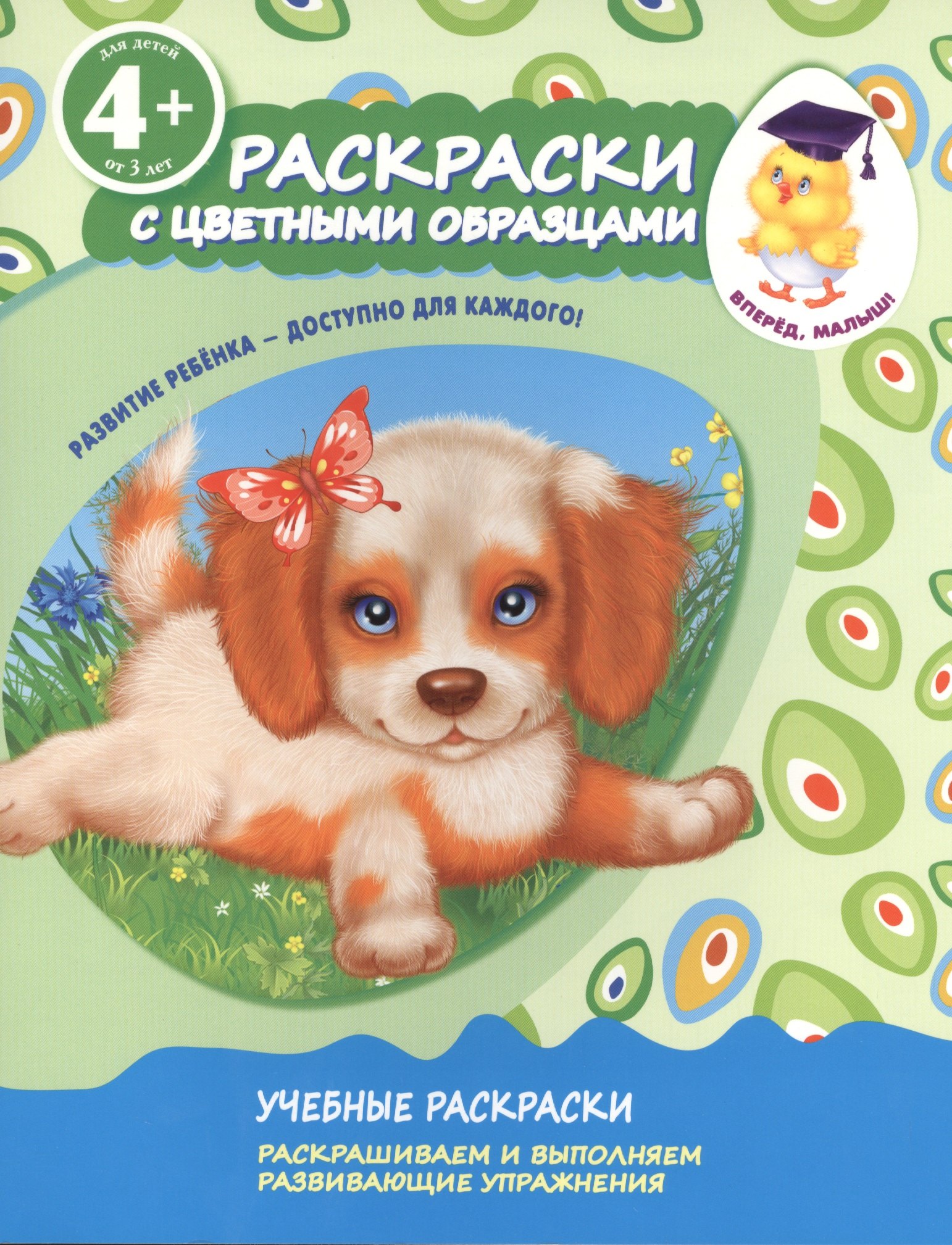 

Раскраски с цветными образцами. Щенок