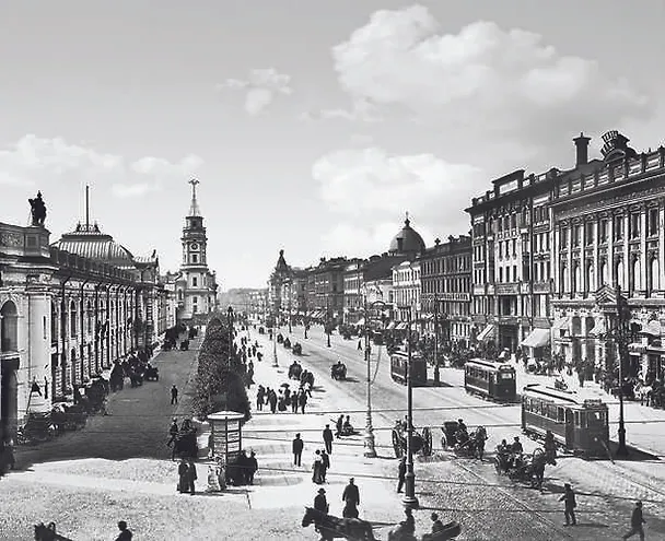 Открытка с видами (СПб) ч/б Перспектива Невского проспекта 307593 — 1