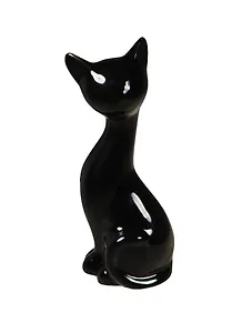 Фигурка Кошка черная керамика (16см) (53-138)