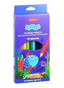 Карандаши цветные Hatber, Jumbo, 10 цветов с точилкой
