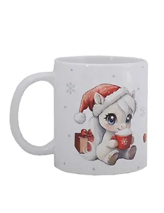 Кружка НГ Лошадка в шапочке (белая) (керамика) (330мл) (НГ2026-3)