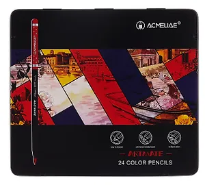 Карандаши цветные 24цв "Blackwood Artmate" мет.футляр, супермягкие, утолщ.грифель 4мм, ACMELIAE