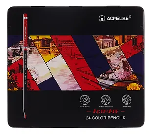 Карандаши цветные 24цв "Blackwood Artmate" мет.футляр, супермягкие, утолщ.грифель 4мм, ACMELIAE 3100408