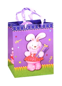 Пакет А5 24*18*8 "Розовый зайка" дет., бум.мат.ламинат