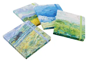 Записная книжка 12*13 112л кл. "Пейзажи" 7БЦ, резинка, ассорти 3102385