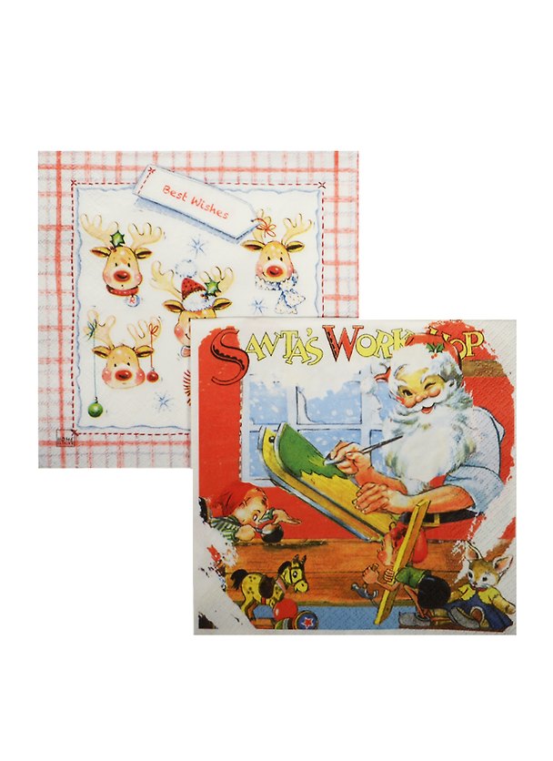Салфетки для декупажа «В мастерской у Санты», 2 штуки, Froggy Art 2484601 — 1