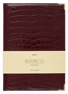 Книга для записей А4 100л кл. "BUSINESS PREMIUM. Grand croco (бордо)" иск.кожа, поролон, мет.уголки, тонир.блок. зол.торец, 2 ляссе, инд.уп.