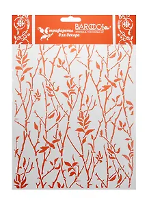 Трафарет Barocci пластиковый многоразовый Обои растительные 20х25см Ф-061
