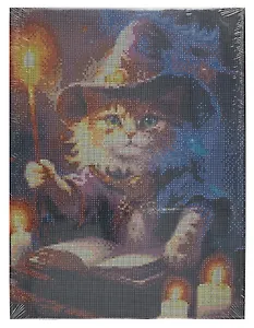 Алмазная мозаика с подрамником, с полным заполнением "Кот-чародей", 30 х 40 см