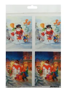 Декупажная карта Снеговики (A4) (Karal251)