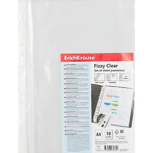 Папка-вкладыш А4 10шт "Fizzy Clear" 40мкм, прозрачный, Erich Krause