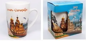 Кружка фарфор матовая СПб. Спас-Исаакий-Медный  цветной рисунок