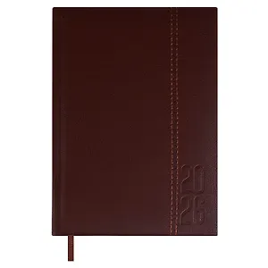 Ежедневник дат. 2026г. А6+ 176л "Наппа" коричневый, кожзам, тв.переплет, обл.поролон, блинт.тиснение, офсет, справ.мат-лы, ляссе, инд.уп