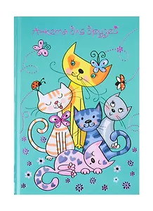 Анкета для друзей А5 128л "Котики и бабочки" 7БЦ, глянц.ламинация, тиснение фольгой