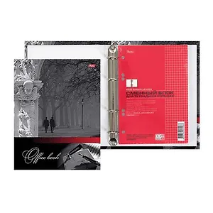 Тетрадь 120л кл. "Office book" на кольцах, тв.обл., ассорти, Hatber