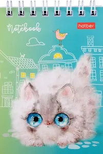 Блокнот А7 40л кл. "Кошарики" мел.картон, гребень, 65г/м2, ассорти