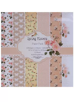 Набор бумаги для скрапбукинга, 30*20см, 12 листов, 6  дизайнов Spring flowers (11-9) (11-22345-1 — 2618058 — 1