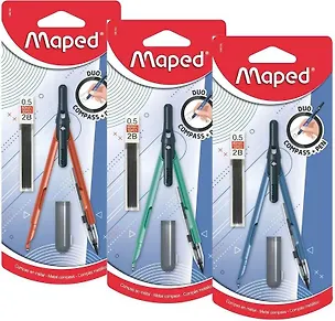 Циркуль школьный "METAL DUO" 2 в 1 (циркуль-карандаш), Maped, цвет в ассортименте 3156873