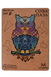 Пазл фигурный "Сова", 105 деталей (28х18 см)