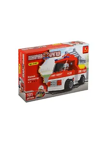 Конструктор пластмас. Пожарная бригада Машина с лестницей (21407) (101дет.) (AUSINI) (6+) (коробка)