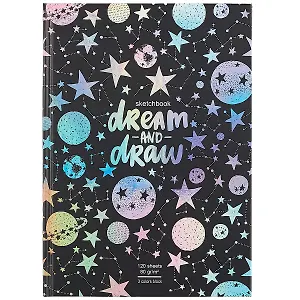 Скетчбук А5 120л "Мечтай и рисуй" тонир. трехцветн. блок, 80 г/м2, твердая обложка