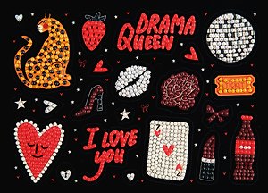 Кристальная (алмазная) мозаика  "ФРЕЯ"ALVN-148 наклейки "DRAMA QUEEN"19.5 х 14 см