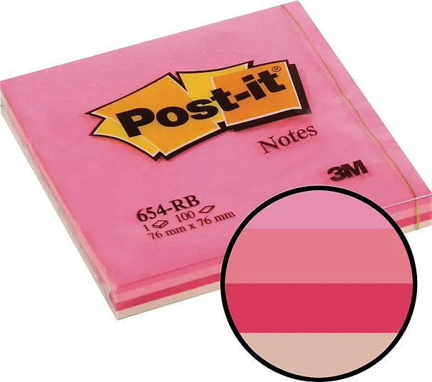 Блок бумаги 76*76 самоклеящийся Post-it 100л, "Клубничная Радуга", 3M 223842 — 1
