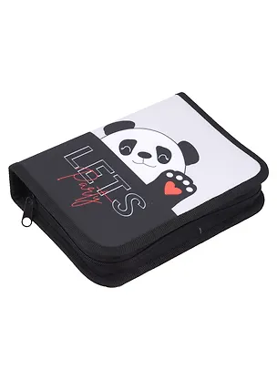 Пенал 1 отделение "Panda" 20*14 см, молния, ткань, 2 откидные планки 2977030