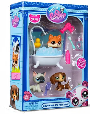Игровой набор Littlest Pet Shop, "Груминг СПА", 3 фигурки мини-животных с аксессуарами, подарочная упаковка, 4+ 3127562