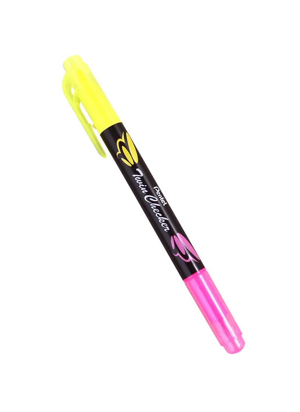 Текстовыделитель «Twin Checker» жёлтый, розовый 3,5 мм, двухсторонний, Pentel 224053 — 1