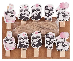 Прищепки декоративные с веревкой Панды (10шт) 3124151