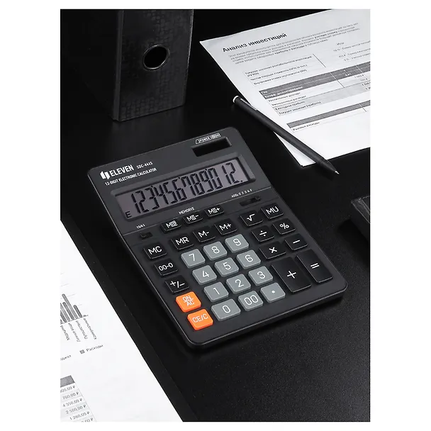 Калькулятор 12 разрядный, настольный, 2-е питан., черный, Eleven SDC-444S 3010235 — 5