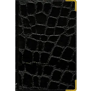 Ежедневник недат. А5 192л "Prestige. Grand croco" черный, иск.кожа, мет.уголки, поролон, тон.бумага, золот.торец, справ.мат-лы, ляссе, Listoff