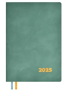 Еженедельник дат. 2025г. А5+ 80л 157х225 "Нубук" бирюзовый, кожзам, мягк. переплет, тисн. фольгой, офсет, ляссе