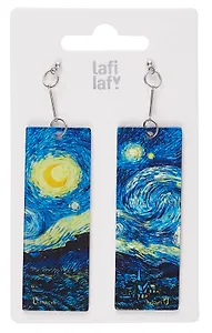 Серьги прямоугольные Винсент Ван Гог Звездная ночь (7х2,5) (Lafilaf)