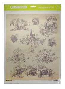 Рисовая бумага для декупажа Craft Premier, A3, 25г/м, Прованс.Виноград