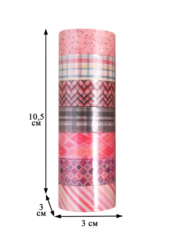 Клейкие WASHI-ленты д/декора Оттенки розового, 15мм*3м, 7цв, рисовая бумага, ОСТРОВ СОКРОВИЩ, 661704 2811391 — 6