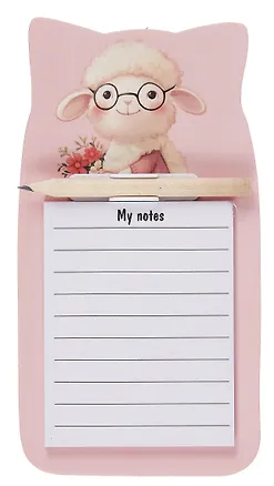 Блок для записей 90*170 40 листов, "Овечка" с карандашом, на магните 3077847